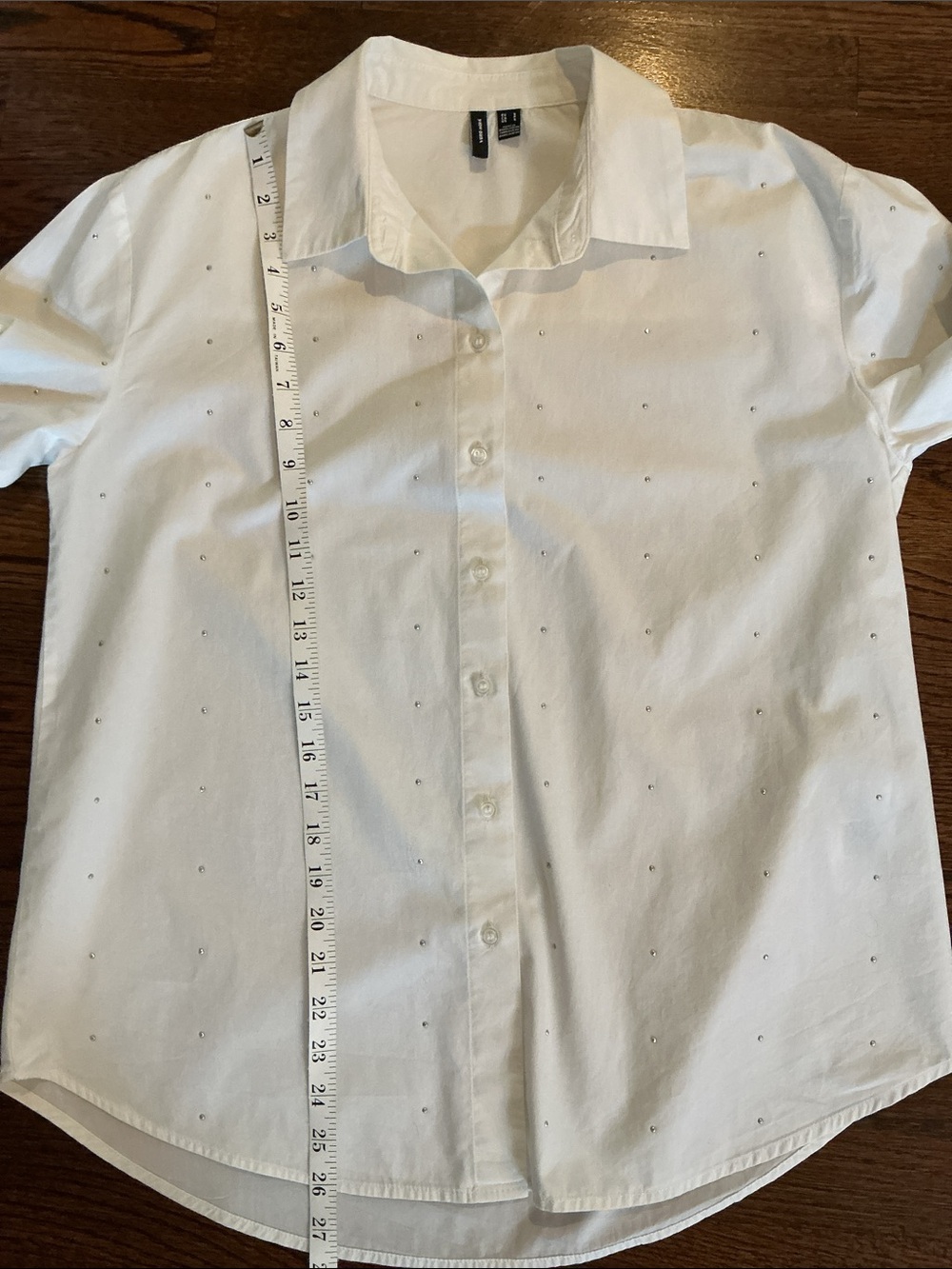 Vero Moda -Sz S-Classic White Women’s Button-Down Shirt with Subtle Stud Detail - Picture 8 of 12